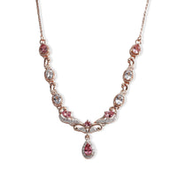 D''Joy Premium Pink Tourmaline and Multi Gemstone 1.65 ctw Cluster Necklace (18 Inches) in 18K Vermeil Rose Gold Over Sterling Silver
