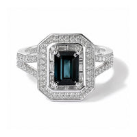 Luxoro 10K White Gold AAA Monte Belo Indicolite, Diamond (I2) (0.40 cts) Ring (Size 6.0) 1.70 ctw