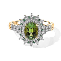 Luxoro 10K Yellow Gold AAA Sapo Green Tourmaline, Paraiba Tourmaline and Diamond (I2) (0.65 cts) Ring (Size 9.0) 2.65 ctw