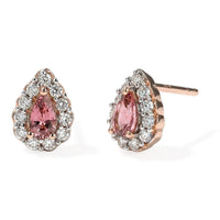 D''Joy Premium Pink Tourmaline and Moissanite 0.70 ctw Stud Earrings in 18K Vermeil Rose Gold Over Sterling Silver