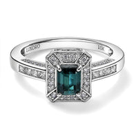 Luxoro 10K White Gold AAA Monte Belo Indicolite, Diamond (I2) (0.48 cts) Ring (Size 10.0) 1.50 ctw