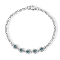 D''Joy AAA Monte Belo Indicolite, Moissanite Bracelet in Rhodium Over Sterling Silver (7.25 In) 1.35 ctw
