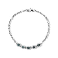 D''Joy AAA Monte Belo Indicolite, Moissanite Bracelet in Rhodium Over Sterling Silver (7.25 In) 1.60 ctw