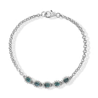 D''Joy AAA Monte Belo Indicolite, Moissanite Bracelet in Rhodium Over Sterling Silver (7.25 In) 1.60 ctw