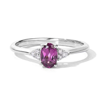D''Joy AAA Radiant Ember Garnet and White Zircon 0.65 ctw Ring in Rhodium Over Sterling Silver (Size 7.0)