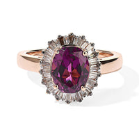 Luxoro AAA Radiant Ember Garnet, Champagne and White Diamond I2 2.50 ctw Ring in 10K Rose Gold (Size 6.0)