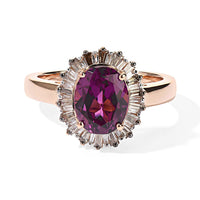 Luxoro AAA Radiant Ember Garnet, Champagne and White Diamond I2 2.50 ctw Ring in 10K Rose Gold (Size 6.0)