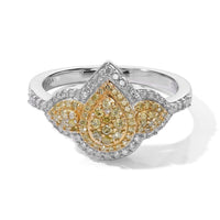 D''Joy Yellow and White Diamond 0.50 ctw Cluster Ring in Rhodium Over Sterling Silver (Size 10.0)