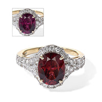 Certified & Appraised 10K Yellow Gold AAA Usambara Color Change Garnet, Luxuriant Lab Grown Diamond (GH, SI) (0.70 cts) Ring (Size 6.0) 4.15 ctw