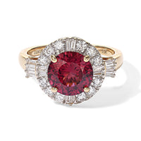 Certified & Appraised 10K Yellow Gold AAA Usambara Color Change Garnet, Luxuriant Lab Grown Diamond (GH, SI) (0.55 cts) Ring (Size 10.0) 3.50 ctw