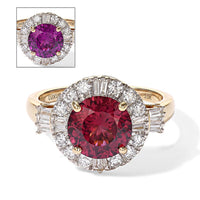 Certified & Appraised 10K Yellow Gold AAA Usambara Color Change Garnet, Luxuriant Lab Grown Diamond (GH, SI) (0.55 cts) Ring (Size 10.0) 3.50 ctw