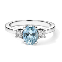 Premium Santa Maria Aquamarine, Luxuriant Lab Grown Diamond (G-H, SI) (0.30 cts) Ring in Rhodium Over Sterling Silver (Size 7.0) 1.40 ctw