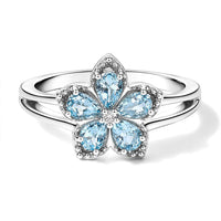 Premium Santa Maria Aquamarine, Luxuriant Lab Grown Diamond (G-H, SI) Ring in Rhodium Over Sterling Silver (Size 7.0) 0.65 ctw