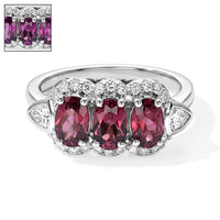 D''Joy Premium Usambara Color Change Garnet, Moissanite Ring in Rhodium Over Sterling Silver (Size 10) 2.20 ctw