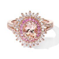 D''Joy Premium Marropino Morganite and Multi Gemstone 2.10 ctw Ring in 18K Vermeil Rose Gold Over Sterling Silver (Size 10.0)