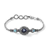 D''Joy Bali Legacy Blue Star Sapphire (DF) and Ethiopian Welo Opal 5.30 ctw Bracelet in Sterling Silver (8.00 In)