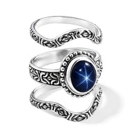 D''Joy Bali Legacy Blue Star Sapphire (DF) Borobudur Ring in Sterling Silver (Size 10.0) 4.60 ctw