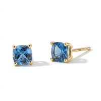 Luxoro 10K Yellow Gold AAA Santamaria Aquamarine Solitaire Stud Push Post Earrings 1.15 ctw