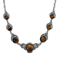 Yellow Tigers Eye 120.00 ctw Necklace in Silvertone 18-20 Inches