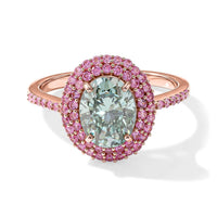 D''Joy Green Moissanite and Pink Sapphire 2.90 ctw Ring in 18K Vermeil Rose Gold Over Sterling Silver (Size 8.0)
