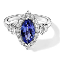 Certified and Appraised D'Joy Premium Tanzanite and Moissanite 2.00 ctw Ring in Rhodium Over Sterling Silver (Size 10.0)