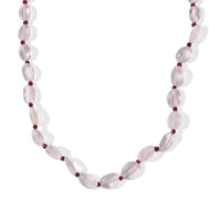 EverTrue Galilea Rose Quartz and Orissa Rhodolite Garnet 90.00 ctw Necklace (18 Inches) in Stainless Steel