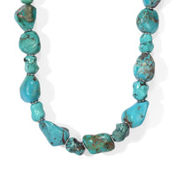 D''Joy Royal Hubei Turquoise 340.00 ctw Beaded Necklace in Rhodium Over Sterling Silver 22 Inches