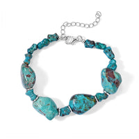 D''Joy Royal Hubei Turquoise 95.00 ctw Beaded Bracelet in Rhodium Over Sterling Silver (7.25 In)