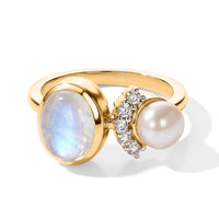 D''Joy Premium Moon Glow Stone, Multi Gemstone Ring in 18K Vermeil YG Over Sterling Silver (Size 5.0) 2.15 ctw