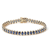 Premium Kanchanaburi Blue Sapphire 12.15 ctw Bracelet in 14K Yellow Gold (7.00 In)