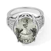 EverTrue Montezuma Prasiolite, Moissanite Solitaire Ring in Platinum Bond (Size 10.0) 11.75 ctw