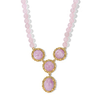 EverTrue Kunzite and Rose Quartz 88.90 ctw Open Filligree Work Necklace in 18K YG Plated 18 Inches