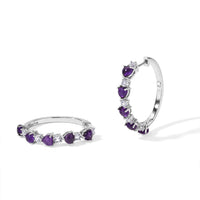 EverTrue Premium African Amethyst, White Topaz Hoop Earrings in Platinum Bond 4.60 ctw