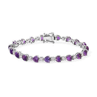 EverTrue African Amethyst, White Topaz Victorian Link Bracelet in Platinum Bond (6.50 In) 9.20 ctw