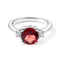 Mozambique Garnet and Simulated Diamond 2.14 ctw Ring in Sterling Silver (Size 7.0)