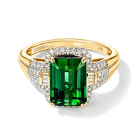 Luxoro AAA Sapo Green Tourmaline and Diamond I2 5.30 ctw Ring in 14K Yellow Gold (Size 8.0)