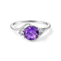 Amethyst and Simulated Diamond 1.27 ctw Ring in Sterling Silver (Size 7.0)
