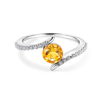 Brazilian Citrine and Simulated Diamond 0.85 ctw Ring in Sterling Silver (Size 7.0)