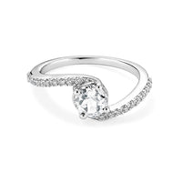 Simulated Diamond Bypass Ring in Sterling Silver (Size 8.0)