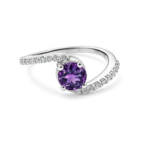 Amethyst and Simulated Diamond 0.85 ctw Ring in Sterling Silver (Size 7.0)