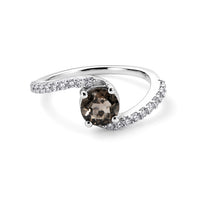 Brazilian Smoky Quartz and Simulated Diamond 0.85 ctw Ring in Sterling Silver (Size 7.0)
