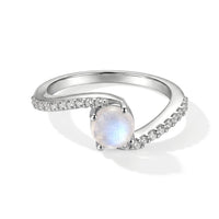 White Moonstone and Simulated Diamond 0.72 ctw Ring in Sterling Silver (Size 8.0)