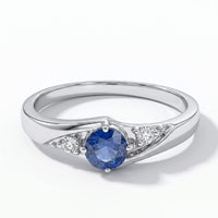 Aquamarine and Simulated Diamond 0.34 ctw Ring in Sterling Silver (Size 7.0)