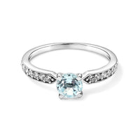 Aquamarine and Simulated Diamond 0.47 ctw Ring in Sterling Silver (Size 6.0)