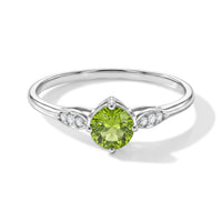 Hebei Peridot and Simulated Diamond 0.65 ctw Ring in Sterling Silver (Size 7.0)