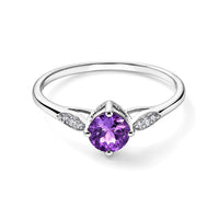 Amethyst and Simulated Diamond 0.69 ctw Ring in Sterling Silver (Size 8.0)
