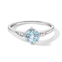 Aquamarine and Simulated Diamond 0.64 ctw Ring in Sterling Silver (Size 6.0)