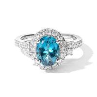 D''Joy Certified & Appraised Premium Betroka Blue Apatite, Moissanite Ring in Rhodium Over Sterling Silver (Size 6.0) 2.50 ctw