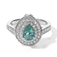 Certified and Appraised D''Joy Premium Betroka Blue Apatite, Moissanite Ring in Rhodium Over Sterling Silver (Size 10.0) 1.35 ctw