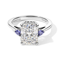 D''Joy Moissanite and Tanzanite 3.80 ctw Ring in Rhodium Over Sterling Silver (Size 7.0)